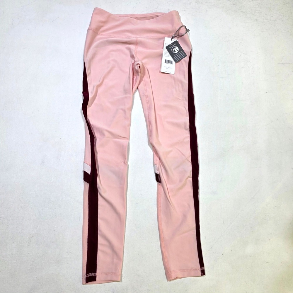 By Gottex Leggings Small Pink Burgundy Colorblock Mesh Activewear Yoga Tights